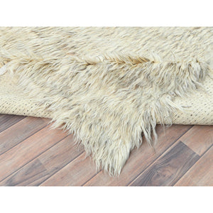 7'7"x9'10" Gray, Undyed Natural Wool Hand Knotted, Shag Flokati Greek Style, Oriental Rug FWR495966