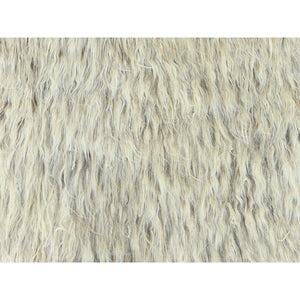 7'7"x9'10" Gray, Undyed Natural Wool Hand Knotted, Shag Flokati Greek Style, Oriental Rug FWR495966