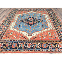 Load image into Gallery viewer, 8&#39;x9&#39;6&quot; Coral Orange, Afghan Peshawar With Large Medallion Heriz Design Vegetable Dyes, 100% Wool Hand Knotted, Oriental Rug FWR496056