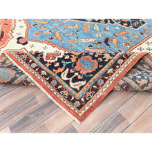Load image into Gallery viewer, 8&#39;x9&#39;6&quot; Coral Orange, Afghan Peshawar with Large Medallion Heriz Design Vegetable Dyes, 100% Wool Hand Knotted, Oriental Rug FWR496056
