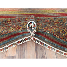 Load image into Gallery viewer, 9&#39;10&quot;x13&#39;2&quot; Colorful, Afghan Super Kazak with Khorjin Design, Natural Dyes, Organic Wool, Hand Knotted, Oriental Rug FWR496122