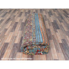 Load image into Gallery viewer, 9&#39;10&quot;x13&#39;2&quot; Colorful, Afghan Super Kazak with Khorjin Design, Natural Dyes, Organic Wool, Hand Knotted, Oriental Rug FWR496122