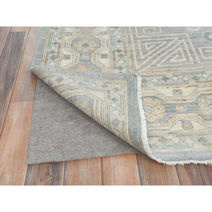 9'1"x12' Misty Gray, Afghan Peshawar With Khotan Design, Stone Washed, Soft Wool, Hand Knotted, Oriental Rug FWR496212