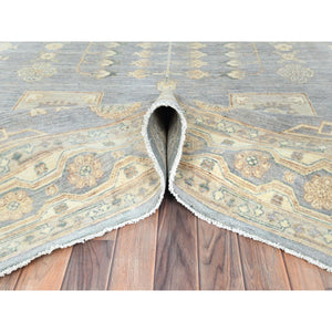 9'1"x12' Misty Gray, Afghan Peshawar With Khotan Design, Stone Washed, Soft Wool, Hand Knotted, Oriental Rug FWR496212