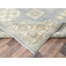 Load image into Gallery viewer, 9&#39;1&quot;x12&#39; Misty Gray, Afghan Peshawar With Khotan Design, Stone Washed, Soft Wool, Hand Knotted, Oriental Rug FWR496212