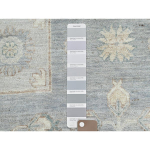 9'1"x12' Misty Gray, Afghan Peshawar With Khotan Design, Stone Washed, Soft Wool, Hand Knotted, Oriental Rug FWR496212
