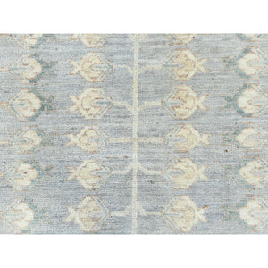9'1"x12' Misty Gray, Afghan Peshawar With Khotan Design, Stone Washed, Soft Wool, Hand Knotted, Oriental Rug FWR496212