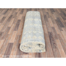 Load image into Gallery viewer, 9&#39;1&quot;x12&#39; Misty Gray, Afghan Peshawar With Khotan Design, Stone Washed, Soft Wool, Hand Knotted, Oriental Rug FWR496212