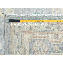 Load image into Gallery viewer, 9&#39;1&quot;x12&#39; Misty Gray, Afghan Peshawar With Khotan Design, Stone Washed, Soft Wool, Hand Knotted, Oriental Rug FWR496212