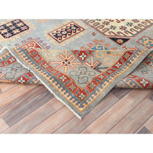 Load image into Gallery viewer, 7&#39;9&quot;x10&#39;8&quot; Ash Gray, Special Kazak With All Over Medallions Natural Dyes, 100% Wool Hand Knotted, Oriental Rug FWR496236