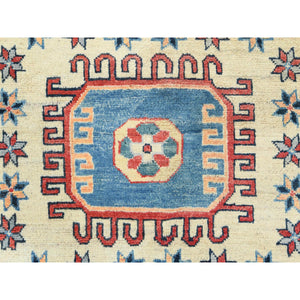 7'9"x10'8" Ash Gray, Special Kazak With All Over Medallions Natural Dyes, 100% Wool Hand Knotted, Oriental Rug FWR496236