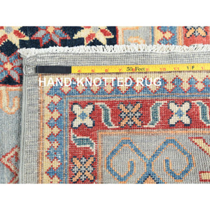 7'9"x10'8" Ash Gray, Special Kazak With All Over Medallions Natural Dyes, 100% Wool Hand Knotted, Oriental Rug FWR496236