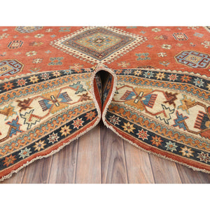9'x11'9" Crimson Red, Special Kazak With All Over Medallions Natural Dyes, Extra Soft Wool Hand Knotted, Oriental Rug FWR496254