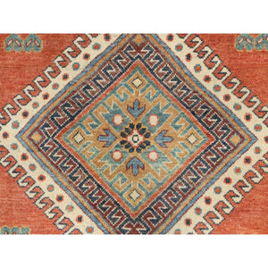 9'x11'9" Crimson Red, Special Kazak With All Over Medallions Natural Dyes, Extra Soft Wool Hand Knotted, Oriental Rug FWR496254