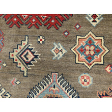 Load image into Gallery viewer, 9&#39;x9&#39; Taupe Brown, Special Kazak With All Over Pattern Natural Dyes, Organic Wool Hand Knotted, Round Oriental Rug FWR496266