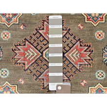 Load image into Gallery viewer, 9&#39;x9&#39; Taupe Brown, Special Kazak With All Over Pattern Natural Dyes, Organic Wool Hand Knotted, Round Oriental Rug FWR496266