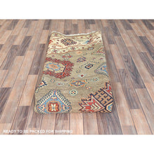 Load image into Gallery viewer, 9&#39;x9&#39; Taupe Brown, Special Kazak With All Over Pattern Natural Dyes, Organic Wool Hand Knotted, Round Oriental Rug FWR496266