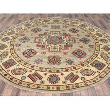 Load image into Gallery viewer, 8&#39;x7&#39;9&quot; Pale Goldenrod, Special Kazak With Large Medallion Natural Dyes, 100% Wool Hand Knotted, Round Oriental Rug FWR496272