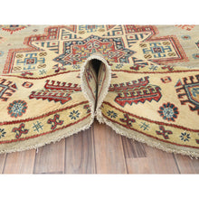 Load image into Gallery viewer, 8&#39;x7&#39;9&quot; Pale Goldenrod, Special Kazak with Large Medallion Natural Dyes, 100% Wool Hand Knotted, Round Oriental Rug FWR496272