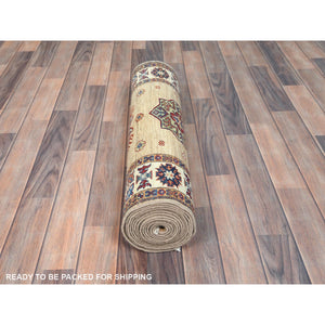 2'7"x13'6" Chamomile, Afghan Super Kazak Natural Dyes Densely Woven, Soft Wool Hand Knotted, Runner Oriental Rug FWR496326