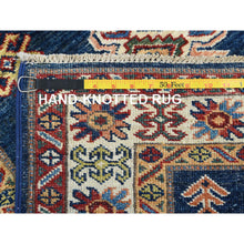 Load image into Gallery viewer, 2&#39;10&quot;x13&#39;2&quot; Prussian Blue, Afghan Super Kazak With Large Medallions, Natural Dyes, Soft Wool, Hand Knotted, Runner Oriental Rug FWR496338
