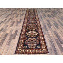 Load image into Gallery viewer, 2&#39;7&quot;x13&#39;6&quot; Space Cadet, Afghan Super Kazak Natural Dyes, Pure Wool Hand Knotted, Runner Oriental Rug FWR496350