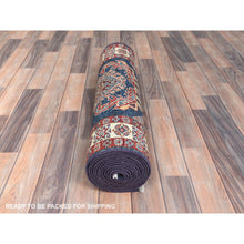 Load image into Gallery viewer, 2&#39;7&quot;x13&#39;6&quot; Space Cadet, Afghan Super Kazak Natural Dyes, Pure Wool Hand Knotted, Runner Oriental Rug FWR496350