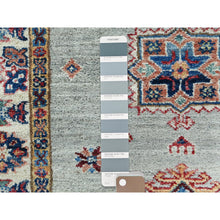 Load image into Gallery viewer, 2&#39;7&quot;x8&#39;5&quot; Ash Gray, Soft Wool Hand Knotted, Afghan Super Kazak With Geometric Medallions, Natural Dyes Densely Woven, Runner Oriental Rug FWR496392
