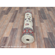 Load image into Gallery viewer, 2&#39;7&quot;x8&#39;6&quot; Ivory, Dense Weave Extra Soft Wool, Hand Knotted Afghan Super Kazak Natural Dyes, Runner Oriental Rug FWR496398