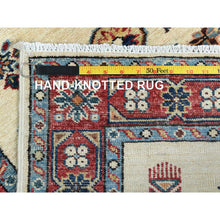 Load image into Gallery viewer, 2&#39;7&quot;x8&#39;6&quot; Ivory, Dense Weave Extra Soft Wool, Hand Knotted Afghan Super Kazak Natural Dyes, Runner Oriental Rug FWR496398