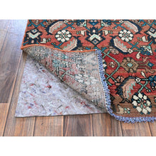 Load image into Gallery viewer, 2&#39;2&quot;x8&#39;7&quot; Blush Red, Vintage Persian Hamadan With Distinct Abrash, Fish All Over Design, Cropped Thin, Zero Pile, Sides And Ends Professionally Secured, Hand Knotted, Pure Wool, Narrow Runner, Oriental Rug FWR4962