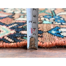 Load image into Gallery viewer, 2&#39;2&quot;x8&#39;7&quot; Blush Red, Vintage Persian Hamadan With Distinct Abrash, Fish All Over Design, Cropped Thin, Zero Pile, Sides And Ends Professionally Secured, Hand Knotted, Pure Wool, Narrow Runner, Oriental Rug FWR4962