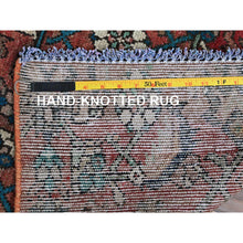 Load image into Gallery viewer, 2&#39;2&quot;x8&#39;7&quot; Blush Red, Vintage Persian Hamadan With Distinct Abrash, Fish All Over Design, Cropped Thin, Zero Pile, Sides And Ends Professionally Secured, Hand Knotted, Pure Wool, Narrow Runner, Oriental Rug FWR4962
