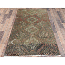 Load image into Gallery viewer, 3&#39;x5&#39;5&quot; Burnt Umber Brown, Bohemian Vintage Persian Baluch, Sheared Low, Worn Wool, Hand Knotted Oriental Rug FWR496836