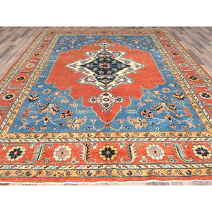 9'1"x11'8" Burnt Orange, Afghan Peshawar With Bakshaish Design Vegetable Dyes, 100% Wool Hand Knotted, Oriental Rug FWR496944
