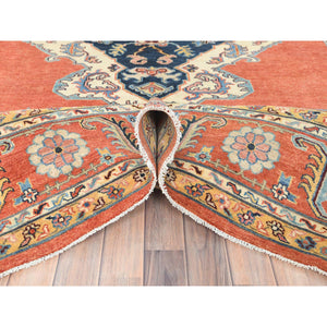 9'1"x11'8" Burnt Orange, Afghan Peshawar With Bakshaish Design Vegetable Dyes, 100% Wool Hand Knotted, Oriental Rug FWR496944