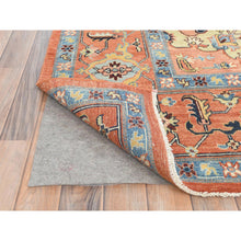 Load image into Gallery viewer, 8&#39;9&quot;x11&#39;8&quot; Pastel Orange, Afghan Peshawar with Serapi Heriz Medallion Design Vegetable Dyes, Natural Wool Hand Knotted, Oriental Rug FWR497256
