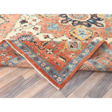 Load image into Gallery viewer, 8&#39;9&quot;x11&#39;8&quot; Pastel Orange, Afghan Peshawar with Serapi Heriz Medallion Design Vegetable Dyes, Natural Wool Hand Knotted, Oriental Rug FWR497256