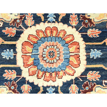 Load image into Gallery viewer, 8&#39;9&quot;x11&#39;8&quot; Pastel Orange, Afghan Peshawar with Serapi Heriz Medallion Design Vegetable Dyes, Natural Wool Hand Knotted, Oriental Rug FWR497256