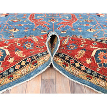 Load image into Gallery viewer, 9&#39;10&quot;x13&#39;6&quot; Carolina Blue, Afghan Peshawar With All Over Heriz Design, Natural Dyes, Pure Wool, Hand Knotted, Oriental Rug FWR497274