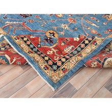 Load image into Gallery viewer, 9&#39;10&quot;x13&#39;6&quot; Carolina Blue, Afghan Peshawar With All Over Heriz Design, Natural Dyes, Pure Wool, Hand Knotted, Oriental Rug FWR497274