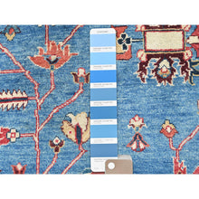 Load image into Gallery viewer, 9&#39;10&quot;x13&#39;6&quot; Carolina Blue, Afghan Peshawar With All Over Heriz Design, Natural Dyes, Pure Wool, Hand Knotted, Oriental Rug FWR497274