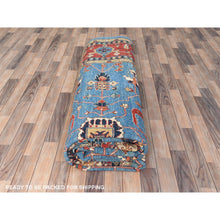 Load image into Gallery viewer, 9&#39;10&quot;x13&#39;6&quot; Carolina Blue, Afghan Peshawar With All Over Heriz Design, Natural Dyes, Pure Wool, Hand Knotted, Oriental Rug FWR497274