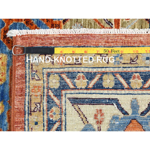 9'x11'9" Air Force Blue, Serapi Heriz Design 200 Kpsi, Natural Dyes Densely Woven, Soft Wool Hand Knotted, Oriental Rug FWR497280