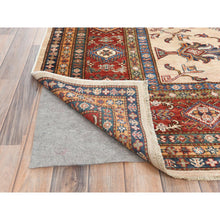 Load image into Gallery viewer, 8&#39;10&quot;x11&#39;9&quot; Cream, Afghan Super Kazak With Large Medallions, Natural Dyes, Dense Weave, Extra Soft Wool, Hand Knotted, Oriental Rug FWR497394