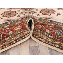 Load image into Gallery viewer, 8&#39;10&quot;x11&#39;9&quot; Cream, Afghan Super Kazak With Large Medallions, Natural Dyes, Dense Weave, Extra Soft Wool, Hand Knotted, Oriental Rug FWR497394