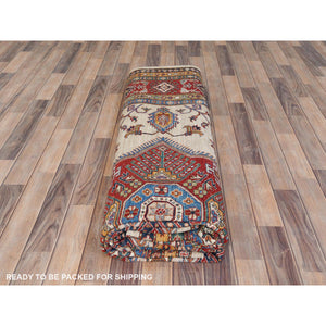 8'10"x11'9" Cream, Afghan Super Kazak With Large Medallions, Natural Dyes, Dense Weave, Extra Soft Wool, Hand Knotted, Oriental Rug FWR497394