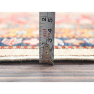 8'10"x11'9" Cream, Afghan Super Kazak With Large Medallions, Natural Dyes, Dense Weave, Extra Soft Wool, Hand Knotted, Oriental Rug FWR497394