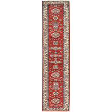 Load image into Gallery viewer, 2&#39;10&quot;x11&#39;7&quot; Fire Brick, Afghan Super Kazak With Geometric Medallions Natural Dyes, Dense Weave, Extra Soft Wool, Hand Knotted, Runner Oriental Rug FWR497430