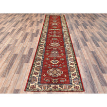Load image into Gallery viewer, 2&#39;10&quot;x11&#39;7&quot; Fire Brick, Afghan Super Kazak With Geometric Medallions Natural Dyes, Dense Weave, Extra Soft Wool, Hand Knotted, Runner Oriental Rug FWR497430